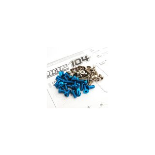Hiro Seiko TRF104 Titan/Alloy Hex Socket Screw Set (T-Blue | 83pcs)