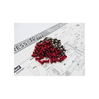 Hiro Seiko XQ1 Titan/Alum Hex Socket Screw Set (106pcs) [Red]