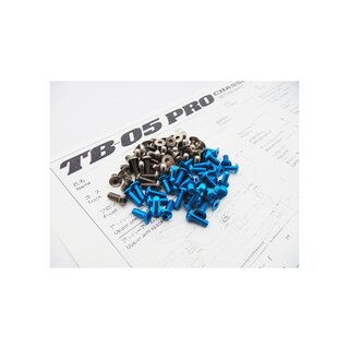 Hiro Seiko TB-05 PRO Titan/Alloy Hex Socket Screw Set [T-Blue] (100pcs)