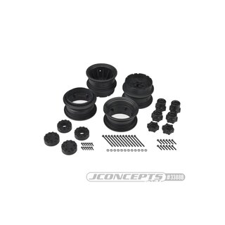 JConcepts Krimson Dually - 2.6 dual truck wheels w/ adaptors, covers - (black) - 2pc.