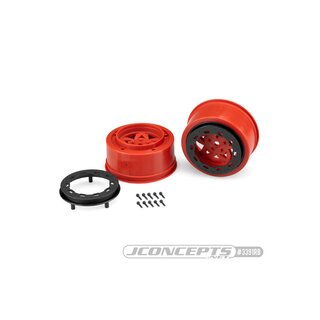 JConcepts Tremor, Slash rear, Slash 4x4 F&R wheel - red wheel / black beadlock - 2pc.
