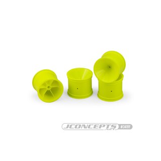 JConcepts Mono, RC10T, T2, T3, GT, rear (3/16 axle) wheel - yellow, 4pc. (Fits ? RC10T, T2, T3, GT ? 3/16? axle)