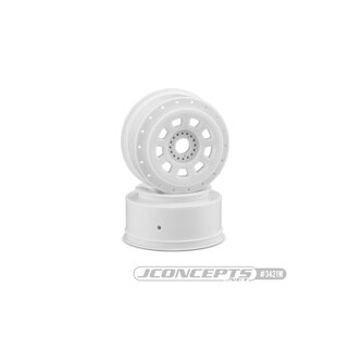 JConcepts 9-shot 17mm hex SCT tire wheel - white, 2pc.