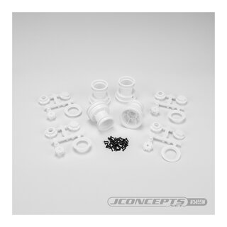 JConcepts Mini Tribute wheel w/hex adaptor, covers, mock bead lock, 4pc, - white