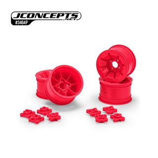 JConcepts Pioneer - RC10 2.2 rear wheel w/ 1/4 & 3/16 axle adaptor, retro pink - 4pc