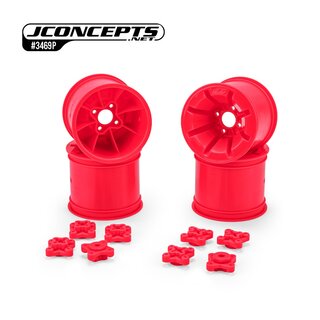JConcepts Pioneer - RC10T 2.2 rear wheel w/ 1/4 & 3/16 axle adaptor, retro pink - 4pc
