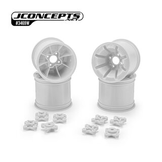 JConcepts Pioneer - RC10T 2.2 rear wheel w/ 1/4 & 3/16 axle adaptor, white - 4pc