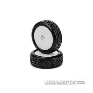 JConcepts Dirt Trac Mini - green compound, pre-mounted, white wheels (Fits - Mini-B front)