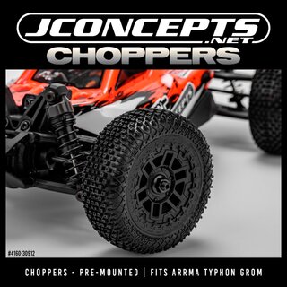 JConcepts Choppers - yellow compound, pre-mounted on #3472 wheel (Fits - Arrma Typhon Grom)