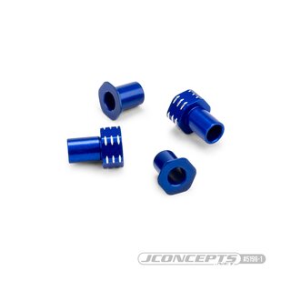 JConcepts RC10B7 aluminum caster hat bushings, 0 and 3mm, 4pc - blue