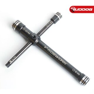 Koswork Glow Plug/Clutch Nut Cross Wrench (Nut 7, 8, 10mm & Hex 5mm)