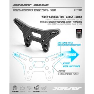 XB2 WIDER CARBON SHOCK TOWER FOR BRIDGE UPPER DECK XRAY - 2 DOTS - FRONT
